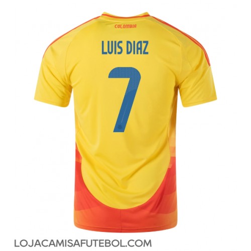 Camisa de Futebol Colômbia Luis Diaz #7 Equipamento Principal Copa America 2024 Manga Curta